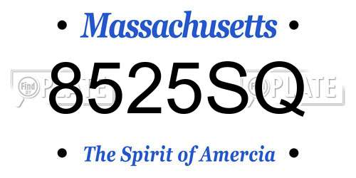 8525SQ Massachusetts License Plate