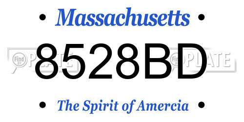 8528BD Massachusetts License Plate
