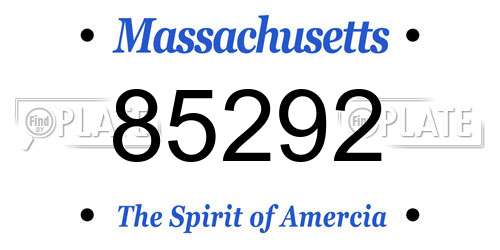 85292 Massachusetts License Plate