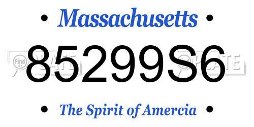 85299S6 Massachusetts License Plate