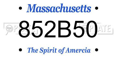 852B50 Massachusetts License Plate