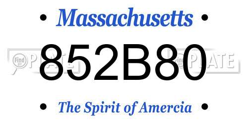 852B80 Massachusetts License Plate