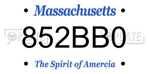 852BB0 Massachusetts License Plate