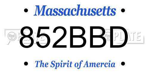 852BBD Massachusetts License Plate