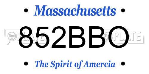 852BBO Massachusetts License Plate