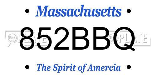 852BBQ Massachusetts License Plate