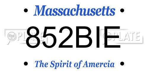 852BIE Massachusetts License Plate