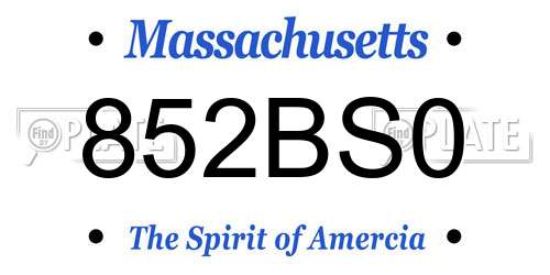 852BS0 Massachusetts License Plate