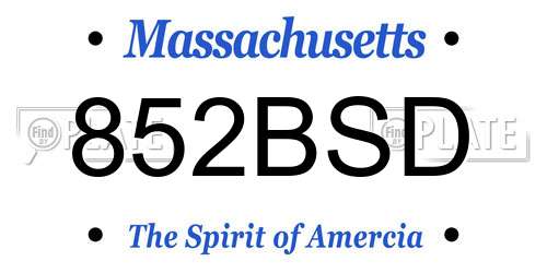 852BSD Massachusetts License Plate