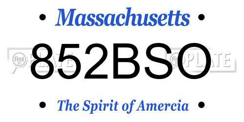 852BSO Massachusetts License Plate