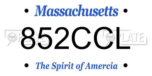 852CCL Massachusetts License Plate
