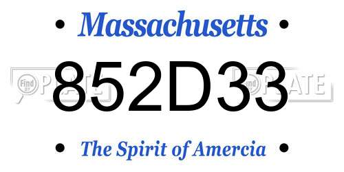 852D33 Massachusetts License Plate