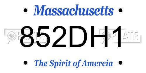 852DH1 Massachusetts License Plate