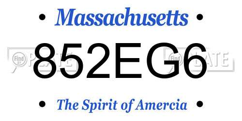 852EG6 Massachusetts License Plate