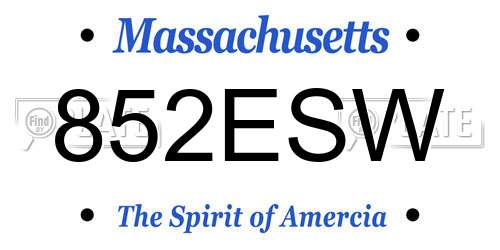 852ESW Massachusetts License Plate
