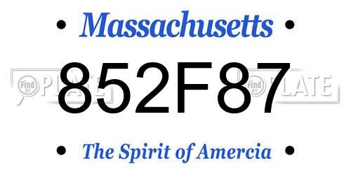 852F87 Massachusetts License Plate