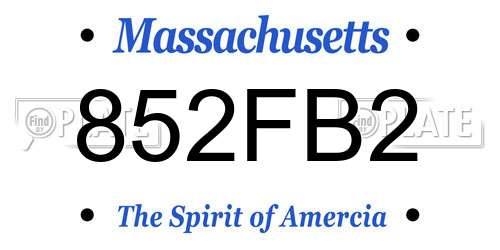 852FB2 Massachusetts License Plate