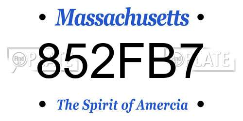 852FB7 Massachusetts License Plate