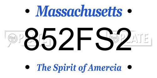 852FS2 Massachusetts License Plate