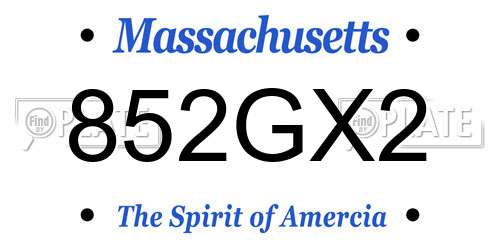 852GX2 Massachusetts License Plate
