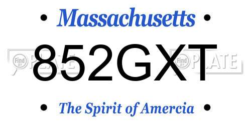 852GXT Massachusetts License Plate