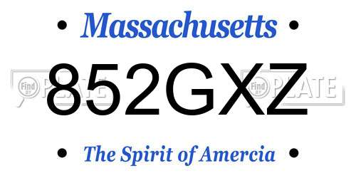 852GXZ Massachusetts License Plate