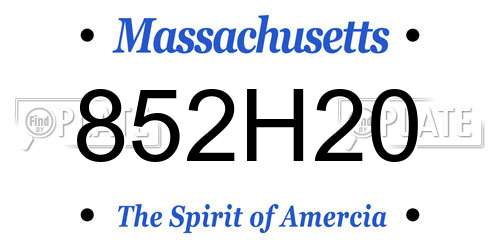 852H20 Massachusetts License Plate