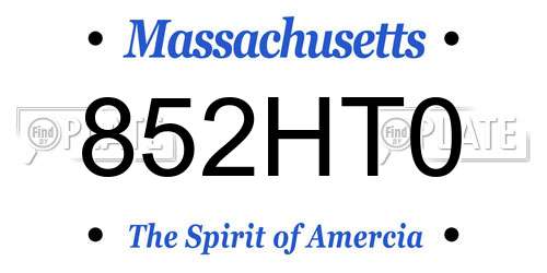 852HT0 Massachusetts License Plate