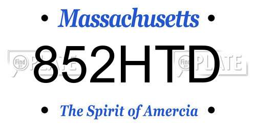852HTD Massachusetts License Plate