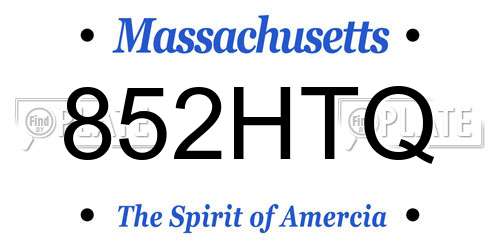 852HTQ Massachusetts License Plate