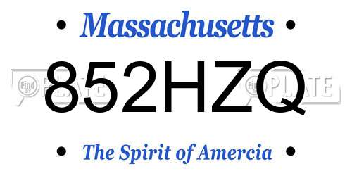852HZQ Massachusetts License Plate