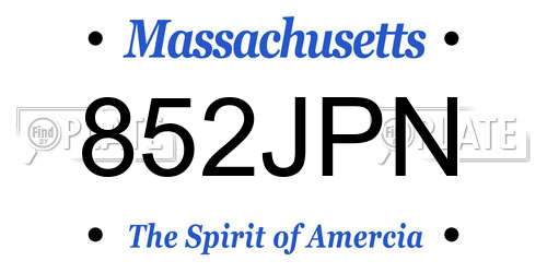 852JPN Massachusetts License Plate