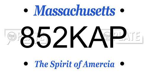 852KAP Massachusetts License Plate