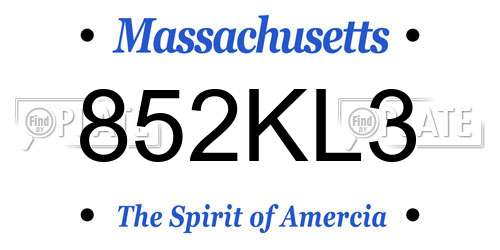 852KL3 Massachusetts License Plate