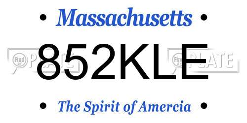 852KLE Massachusetts License Plate