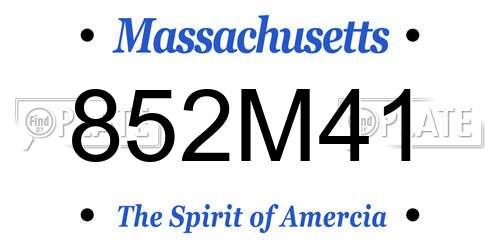 852M41 Massachusetts License Plate