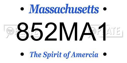 852MA1 Massachusetts License Plate