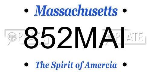 852MAI Massachusetts License Plate