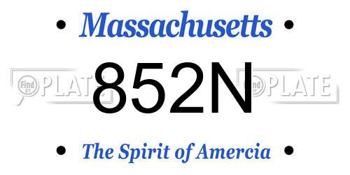 852N Massachusetts License Plate