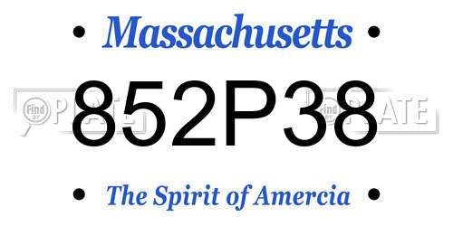 852P38 Massachusetts License Plate