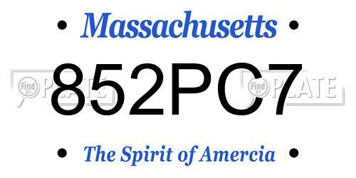852PC7 Massachusetts License Plate
