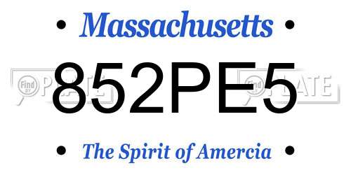 852PE5 Massachusetts License Plate