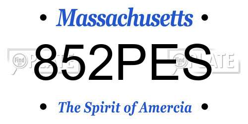 852PES Massachusetts License Plate