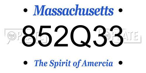 852Q33 Massachusetts License Plate