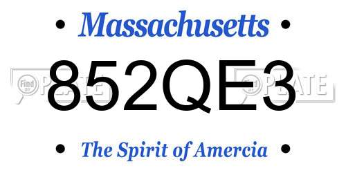 852QE3 Massachusetts License Plate