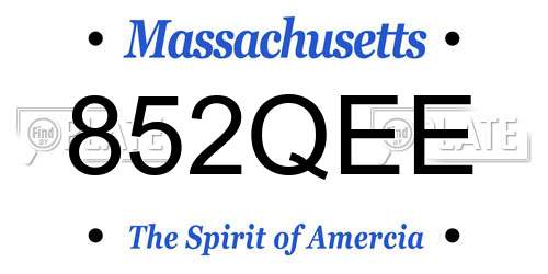 852QEE Massachusetts License Plate