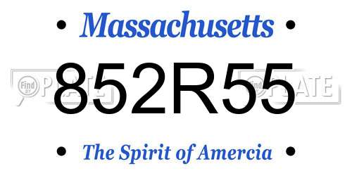 852R55 Massachusetts License Plate