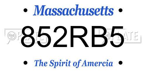 852RB5 Massachusetts License Plate
