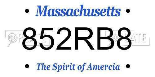 852RB8 Massachusetts License Plate