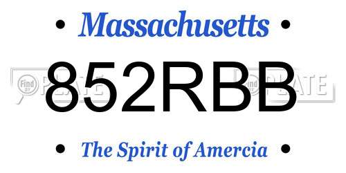 852RBB Massachusetts License Plate